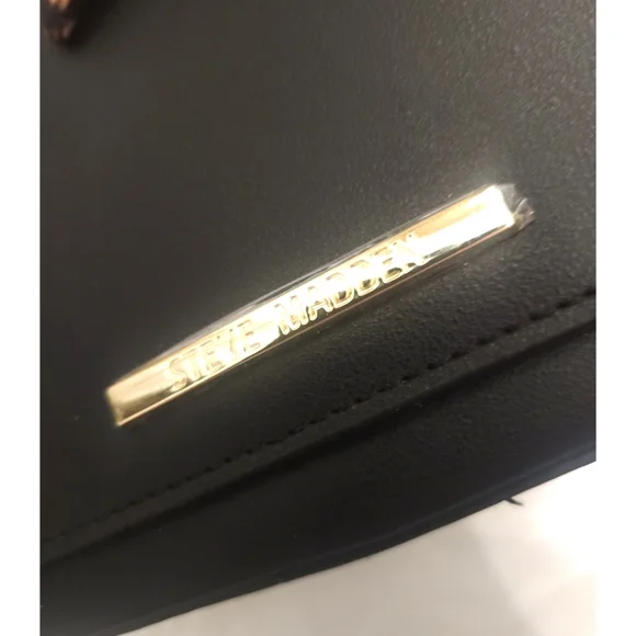 🆕️ NWT! Steve Madden Black Purse with Leopard Scarf & Matching Makeup Bag - Picture 3 of 14